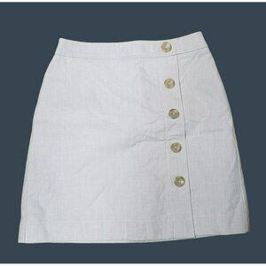 Ann Taylor Skirt 2P, 5 button detail, khaki, A-line, lined, Back Zip, 18" Length